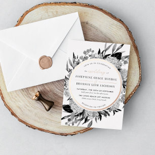Rose Black and White Watercolor Floral Wedding