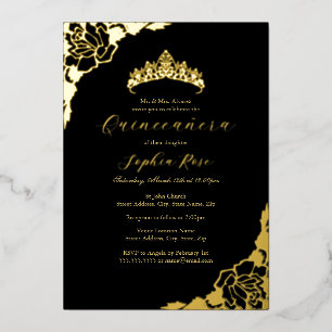 Rose Black Gold Quinceanera Birthday 