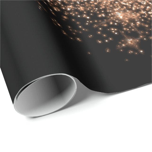 Rose Black Makeup Confetti Glitter Beauty Copper Wrapping Paper (Roll Corner)