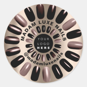 Rose Black Nails Stylist Boutique Add Custom Logo Classic Round Sticker