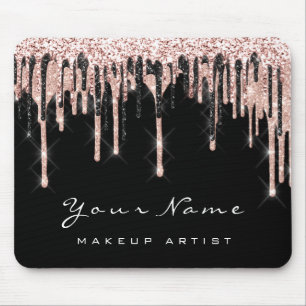 Rose Black White Glitter Name Makeup Wax Lashes Mouse Mat