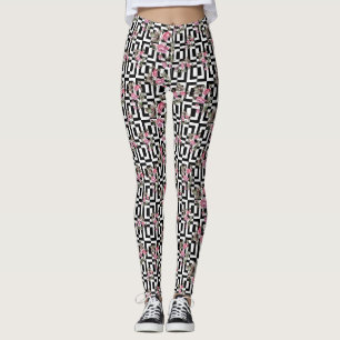 Rose Black/White Watercolor Women's Leggings