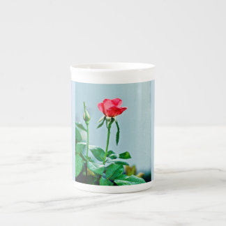 Rose bloom and bud on bone china mug