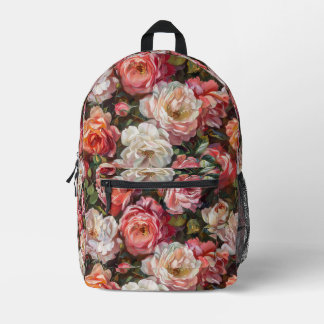 Rose Blooms Oil Painting Backpack