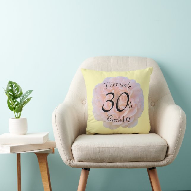 Rose Blossom / Pink & Yellow / 30th Birthday Cushion (Chair)