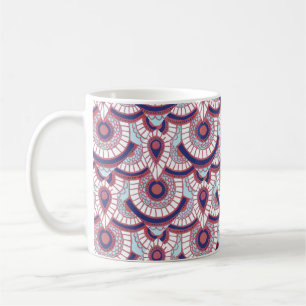 Rose ,blue and white Geometric mug