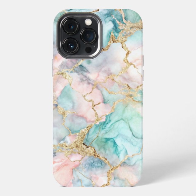 Rose Blue Gold Marble iPhone Case (Back)