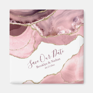 Rose Blush Agate Save The Date Magnet