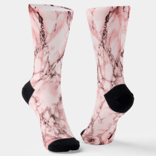 Rose Blush and White Marble Socks