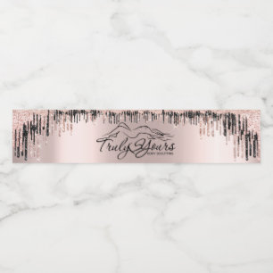 Rose Blush Black Drips Body Sclupting Logo Water Bottle Label