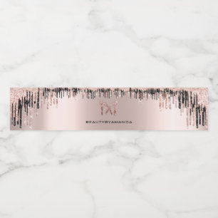 Rose Blush Black Drips Hairdresser Makeup Logo Water Bottle Label