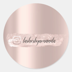 Rose  Blush Bridal Instaga Logo Social Name Stroke Classic Round Sticker