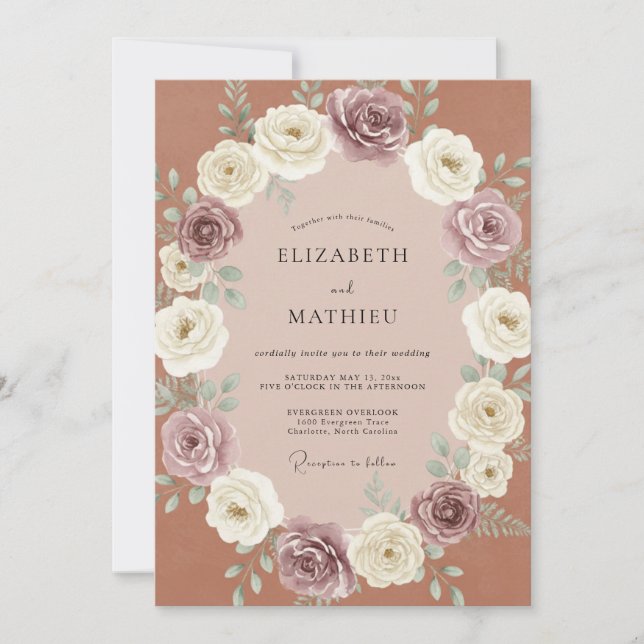 Rose Blush Floral Romantic Wedding Invitation (Front)