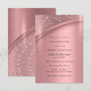 Rose Blush Metallic Glitter Bridal Sweet 16th Invitation