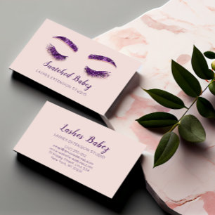 Rose Blush Microblading Makeup Eyelash Purple Business Card