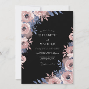Rose Blush Painterly Flourish Wedding Invitation
