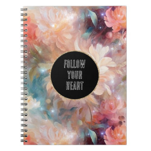 Rose Blush Peach Orange Floral Notebook