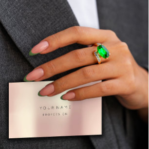 Rose Blush Pearly Abstract Minimal Silk Metal Business Card