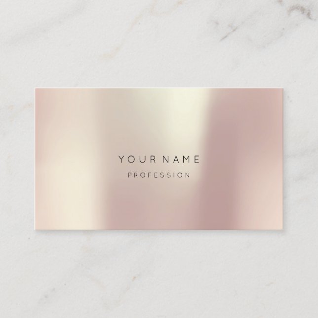 Rose Blush Pearly Abstract Minimal Silk Metalux2 Business Card (Front)