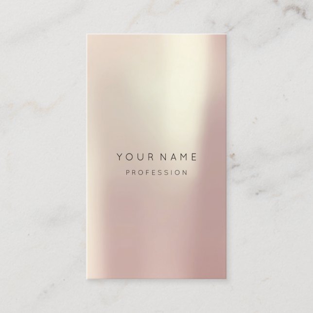 Rose Blush Pearly Abstract Minimal Silk Vertical Business Card (Front)