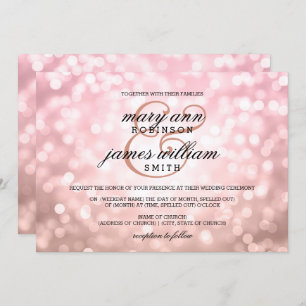 Rose Blush Pink Bokeh Lights Summer Wedding Invitation
