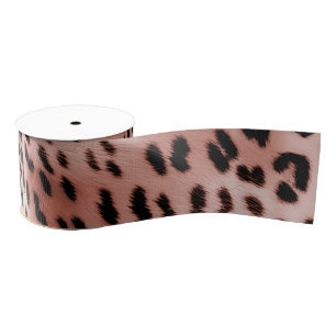 Rose Blush Pink Leopard Grosgrain Ribbon