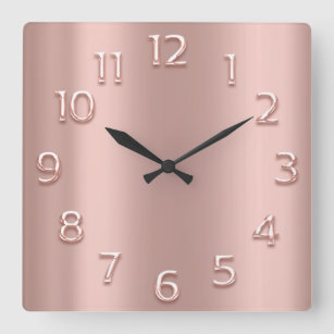 Rose Blush Pink Minimal 3D EFFECT Square Wall Clock