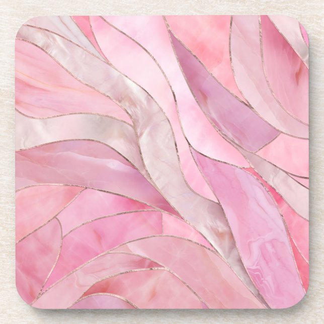 Rose Blush Pink - Mosaic Waves Coaster (Front)