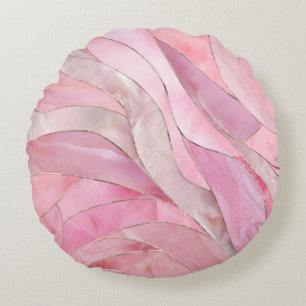 Rose Blush Pink - Mosaic Waves Round Cushion