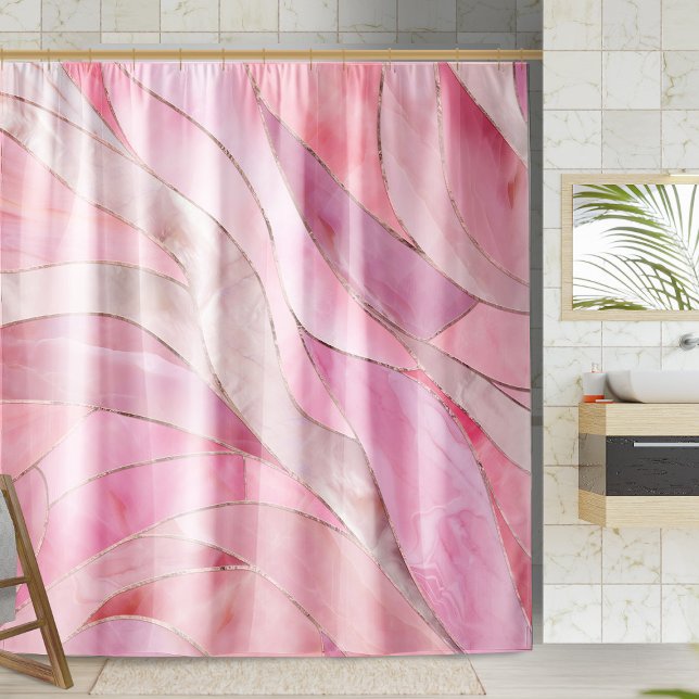 Rose Blush Pink - Mosaic Waves Shower Curtain (Creator Uploaded)