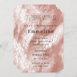Rose Blush Pink Snake Skin Invitation