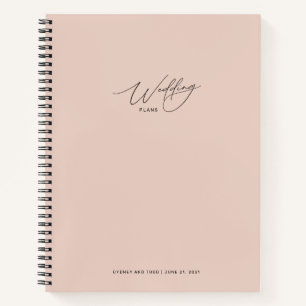 Rose Blush Pink Wedding Plans Notebook