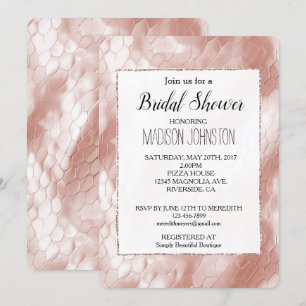 Rose Blush Pink White Snake Skin Invitation