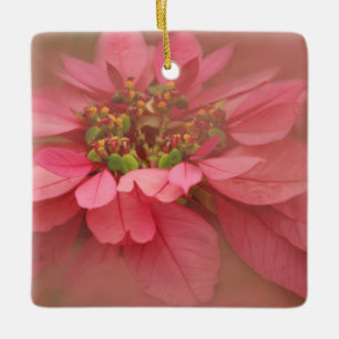 Rose Blush Poinsettias Digital Art Ceramic Ornament