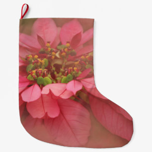Rose Blush Poinsettias Digital Art Large Christmas Stocking