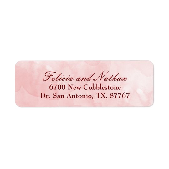 Rose Blush Watercolor Wedding Custom Return Address Label