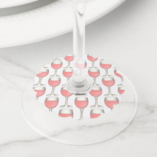 Rosé Blush Wine Tasting Glasses Pink Rose Winery Wine Glass Tag