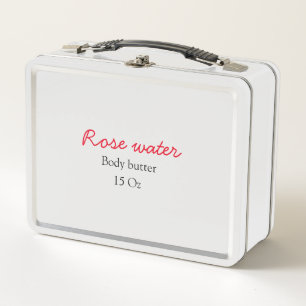 Rose body butter add your text name custom weight metal lunch box