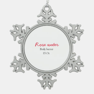 Rose body butter add your text name custom weight snowflake pewter christmas ornament