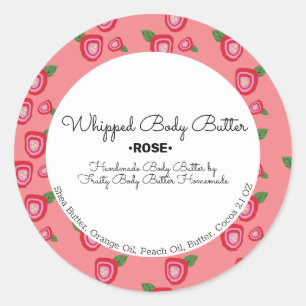 Rose Body Butter Bath Branding Packaging Classic Round Sticker
