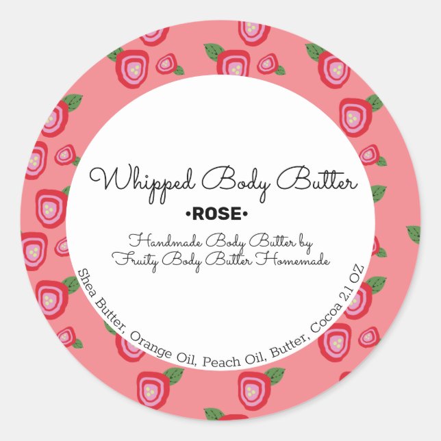 Rose Body Butter Bath Branding Packaging Classic Round Sticker (Front)