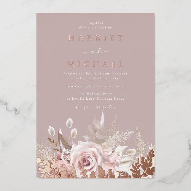 Rose Boho Floral Frame Wedding Real  (Front)