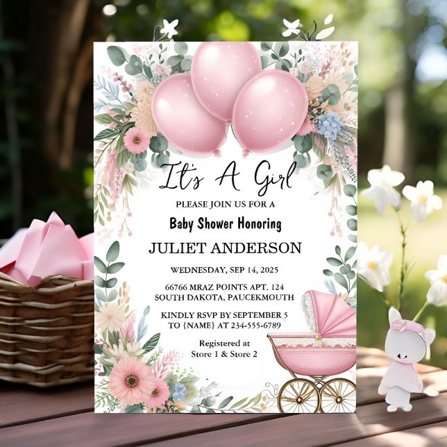 Rose Boho Gold Mum Chic Spring Baby Girl Shower Invitation (Creator Uploaded)