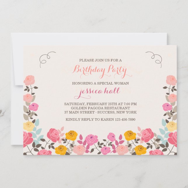 Rose Border Invitation (Front)
