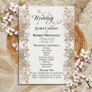 Rose Border on Cream - Wedding Programme