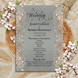 Rose Border on Sage - Wedding Programme