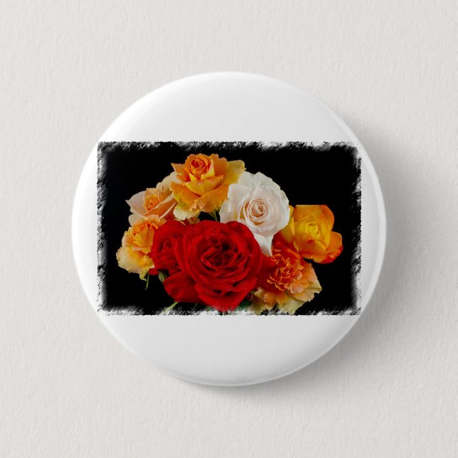 Rose Bouquet 6 Cm Round Badge (Front)