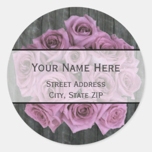 Rose Bouquet and Barnwood Address Label