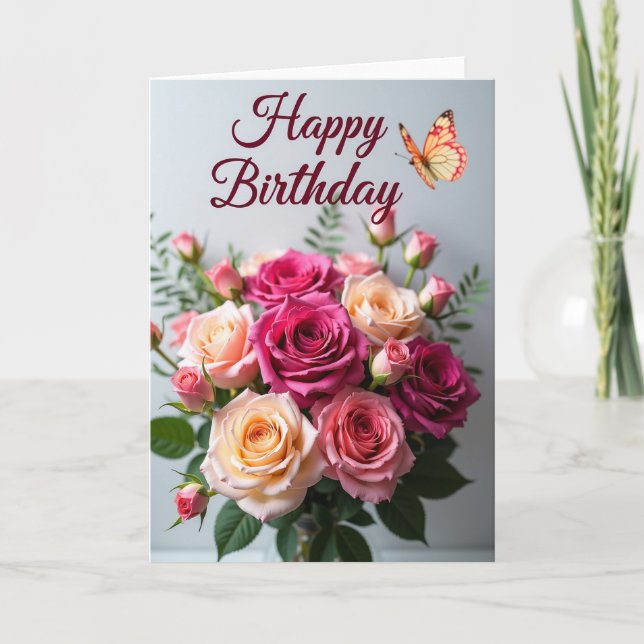 Rose Bouquet Birthday Card (Front)