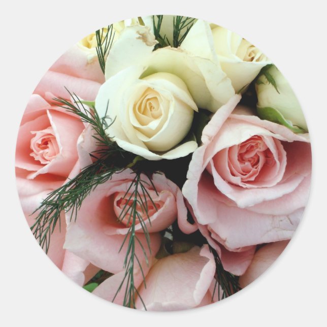 Rose Bouquet Classic Round Sticker (Front)